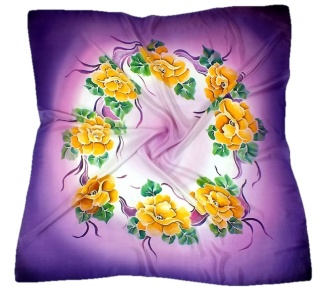 AM-135 Hand-painted silk scarf, 90x90cm