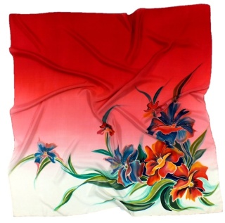 AM-002 Hand-painted silk scarf, 90x90cm