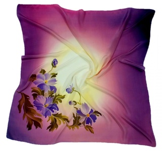 AM-015 Hand-painted silk scarf, 90x90cm
