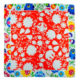 AD7-006 Silk Scarf Printed - Łowicki pattern, 65x65cm