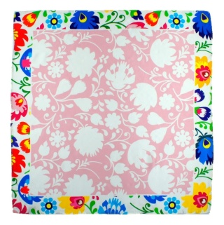 AD7-022 Silk Scarf Printed - Łowicki pattern, 68x68cm