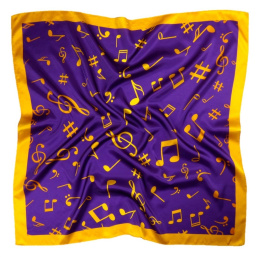AN-019 Large Silk Scarf with Sheet Music, 85x85 cm