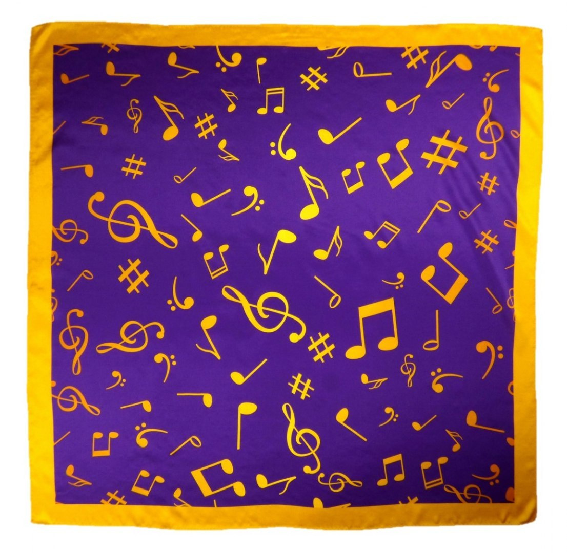 AN-019 Large Silk Scarf with Sheet Music, 85x85 cm(2)