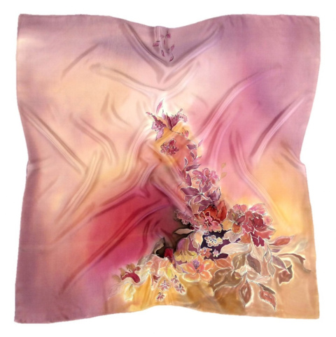 AM-359 Hand-painted silk scarf, 90x90cm (1)