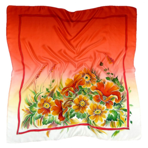 AM-123 Duża Czerwona Jedwabna Apaszka ze Wzorem Kwaitów