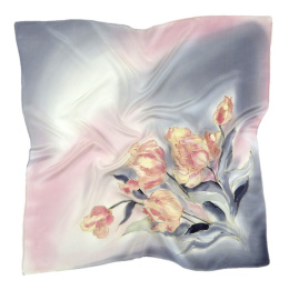 AM5-533 Hand-painted silk scarf, 55x55 cm