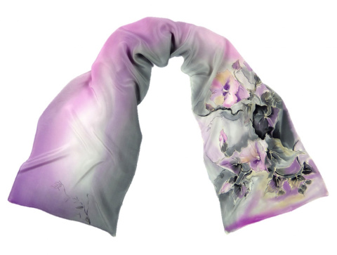 SZ-072 Hand-painted silk scarf, 135x30 cm (1)