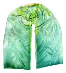 SZM-002 Large Green Hand-Painted Silk Scarf, 250x90cm