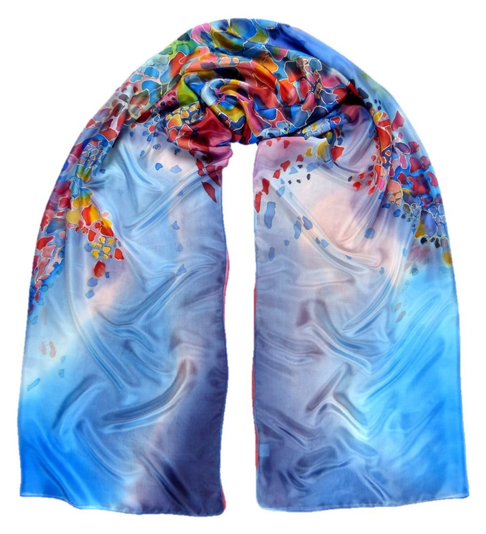 SZM-010 Hand-painted silk scarf, 250x90 cm (1)