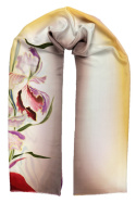 BeigaSZ-234 Hand Painted Silk Scarf, 170x45cm (2)e and lilac Hand Painted Silk Scarf, 170x45 cm(2)