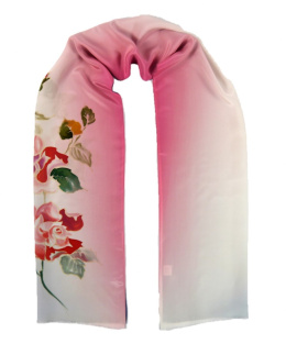 SZ-241 Pink and blue Hand Painted Silk Scarf, 170x45 cm