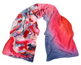 SZ-267 Red-blue Hand Painted Silk Scarf, 170x45 cm