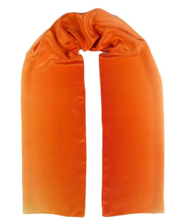 Pomarańczowo-Biały Jedwabny Szal Recznie Cieniowany, 170x45cm