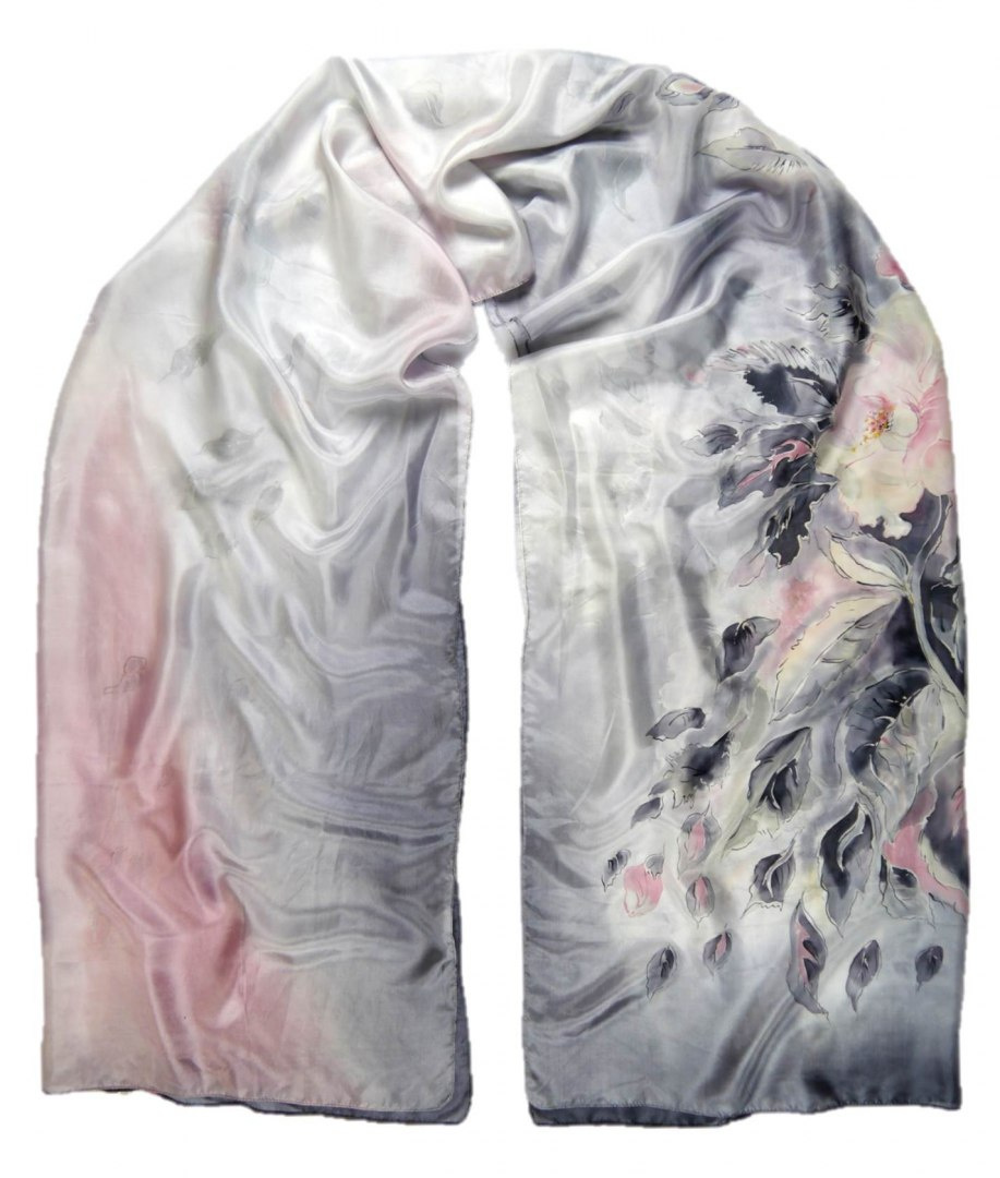SZM-014 Hand-painted silk scarf, 250x90 cm (4)