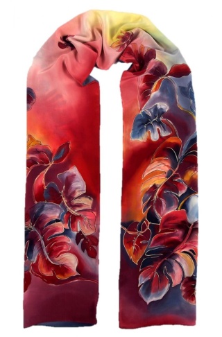 Szal jedwabny, ręcznie malowany, 170x45 cm SZ-287