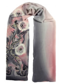 SZ-290 Gray-pink Hand Painted Silk Scarf, 170x45 cm