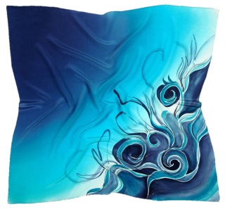 Hand-painted silk scarf, 90x90cm AM-608