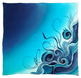 Hand-painted silk scarf, 90x90cm AM-608