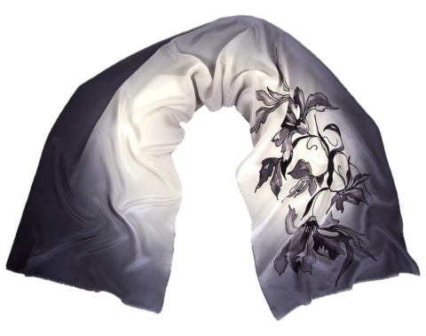 SZ-315 Jedwabny Szal Ręcznie Malowany, 170x45cm (1)
