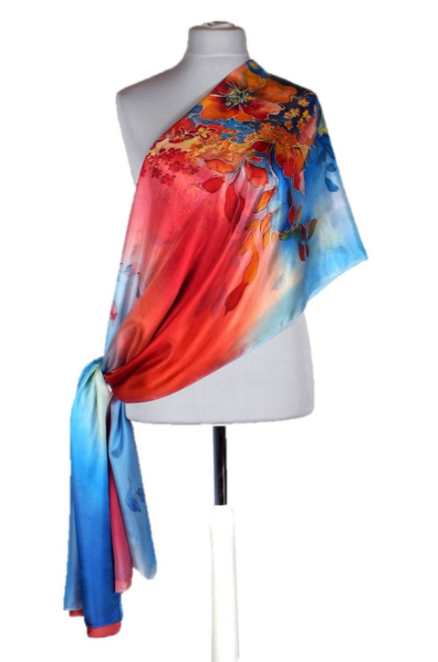 SZM-026 Hand-painted silk scarf, 250x90 cm (1)