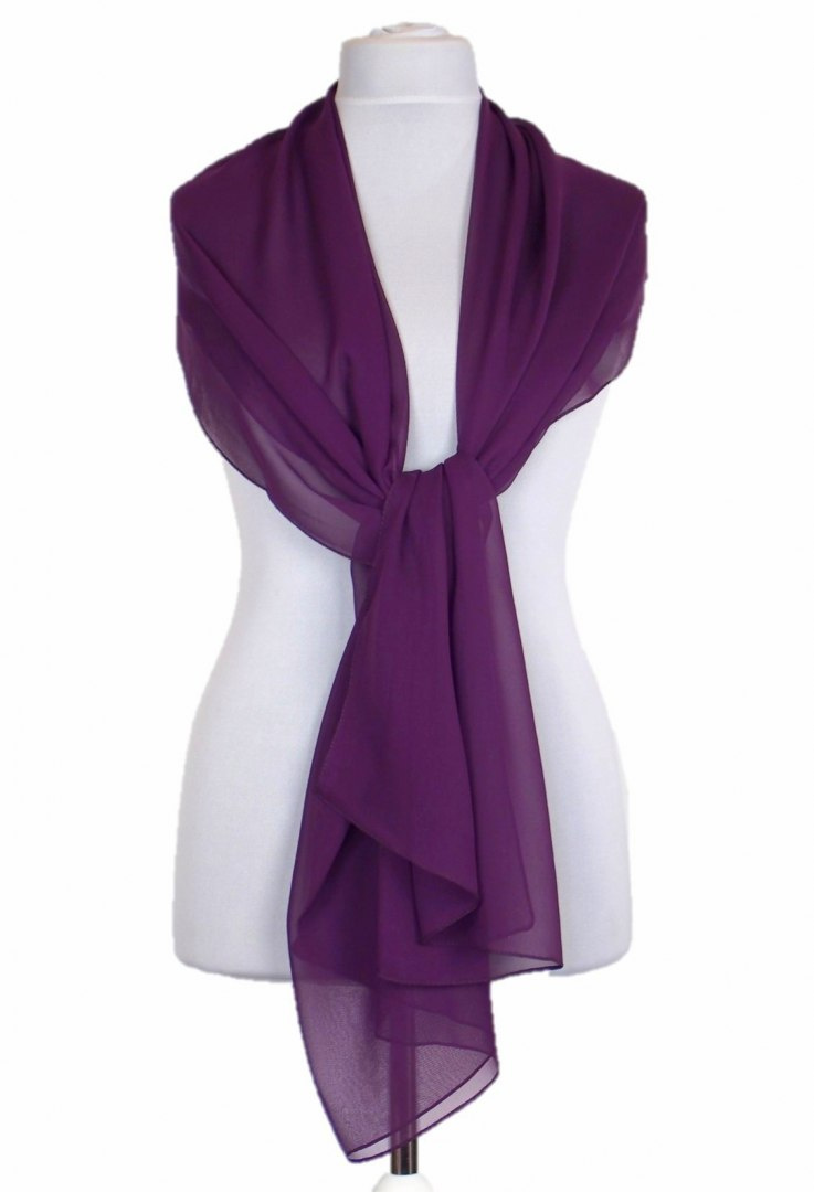 SZZ-005 One-color silk scarf - Georgette, 200x65cm (1)