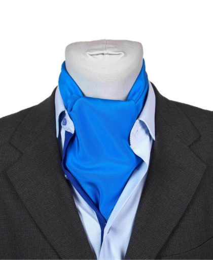 Men's silk neck scarf azure, 67x67cm