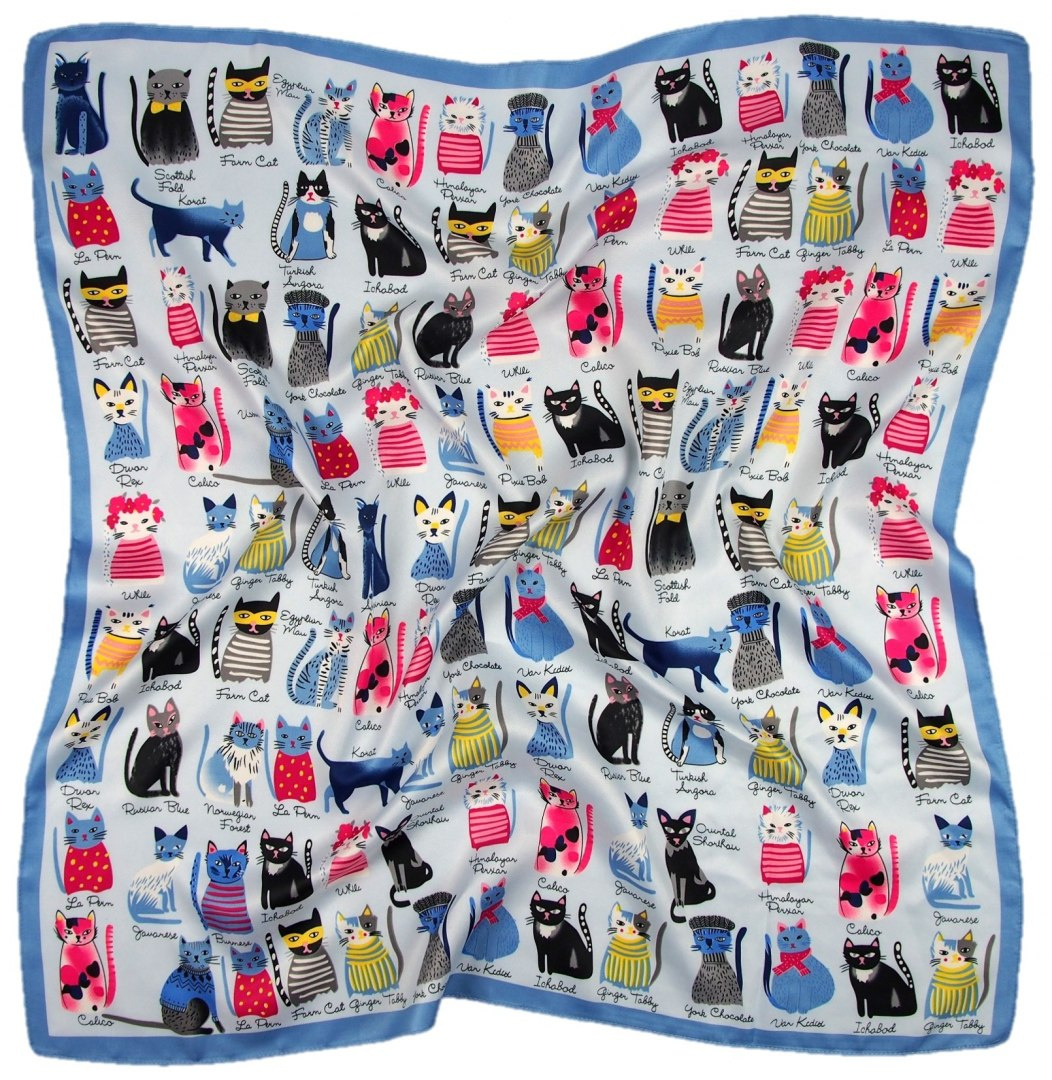 AP-001 Large Printeded Cats scarf, 90x90(1)