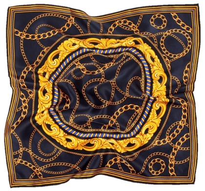 Jedwabna apaszka z motywem jeździeckim ciemna 53x53cm AD5-025