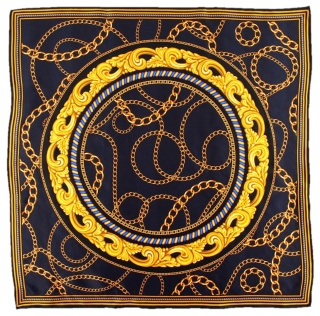 Jedwabna apaszka z motywem jeździeckim ciemna 53x53cm AD5-025