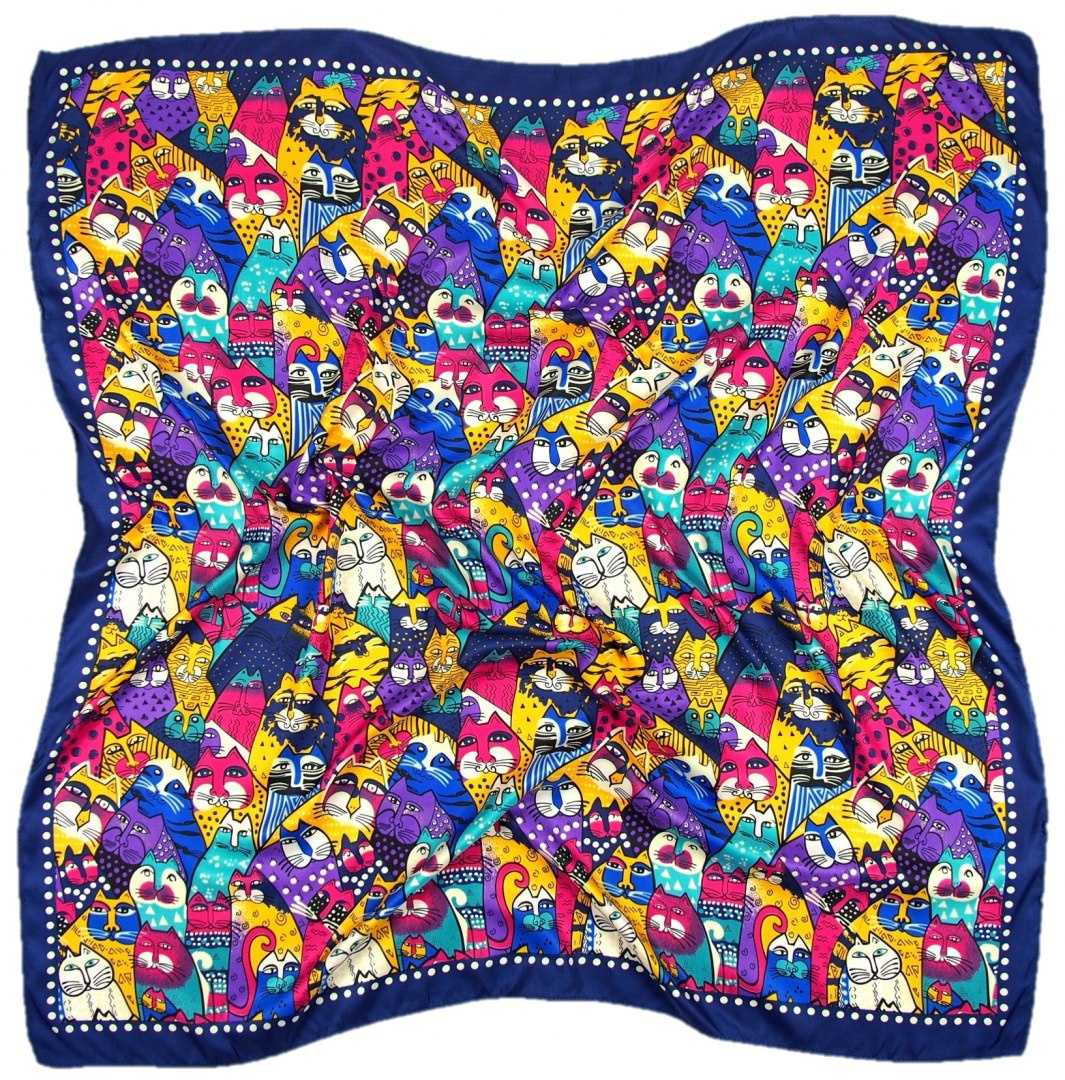 AP-003 Large Printeded Cats Scarf, 90x90(1)
