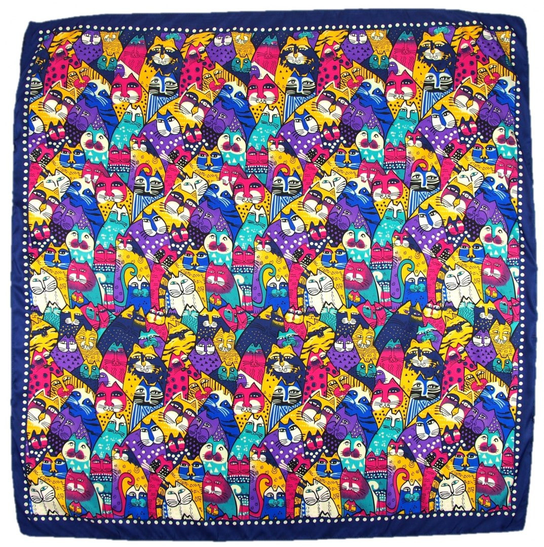 AP-003 Large Printeded Cats Scarf, 90x90(2)