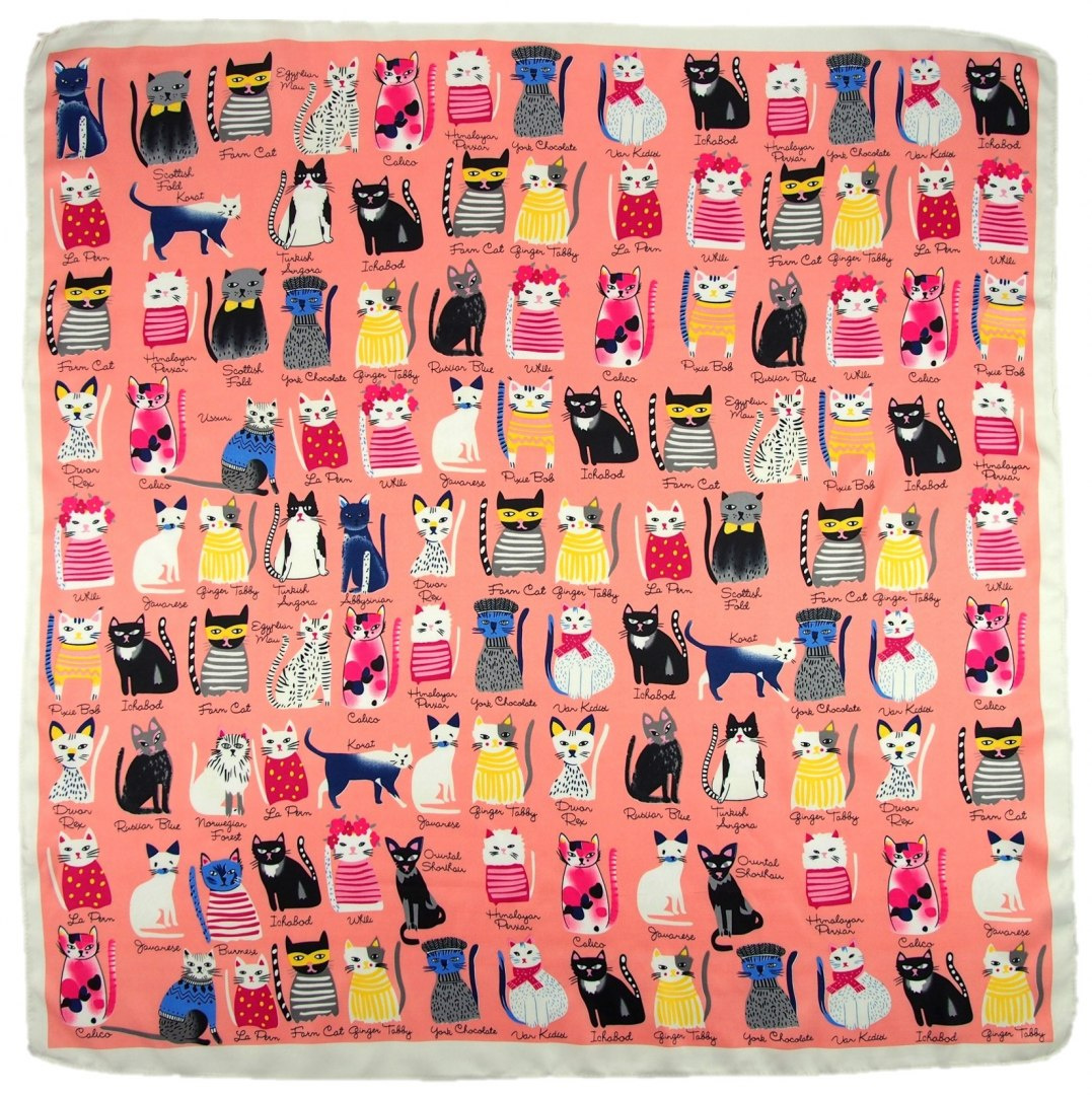 AP-004 Large Printeded Cats Scarf, 90x90(2)