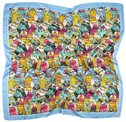 AP-005 Large Printeded Cats Scarf, 90x90