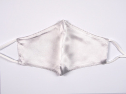 JM ZMS Zweischichtige Seidenmaske - Weiß und Silber
