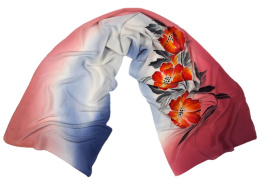 SZ-205 Red-blue Hand Painted Silk Scarf, 170x45 cm