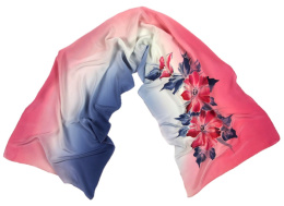 SZ-203 Red-blue Hand Painted Silk Scarf, 170x45 cm