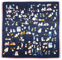 AP-007 Large Printeded Cats Scarf, 90x90