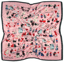 AP-009 Large Printeded Cats Scarf, 90x90