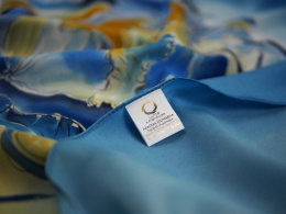 Light blue silk satin scarf, 90x90cm