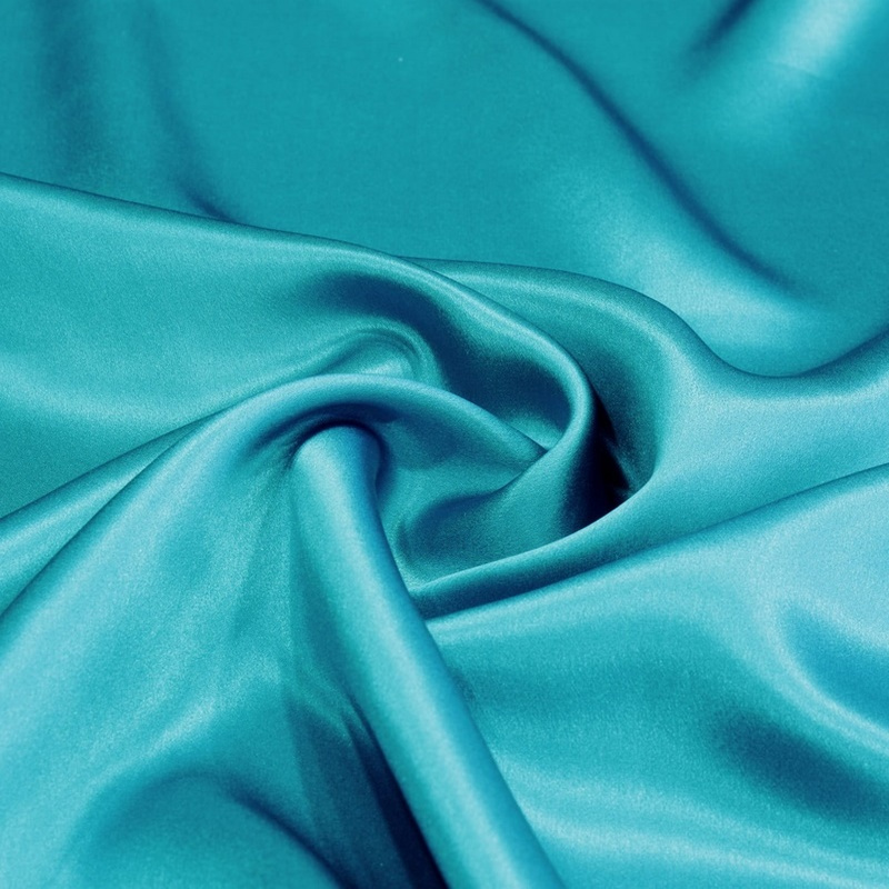 Turquoise silk satin scarf, 55x55cm