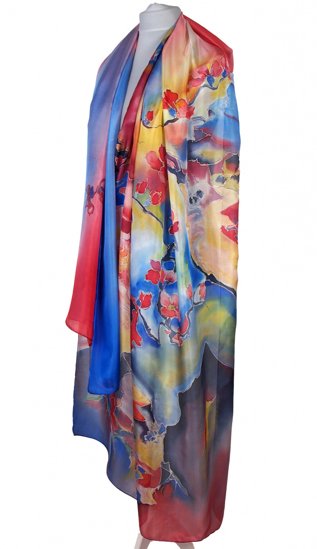 SZM-046 Hand-painted silk scarf, 250x90 cm (2)