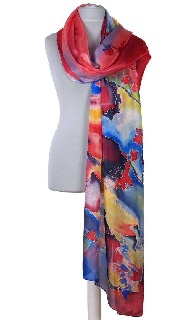 SZM-046 Hand-painted silk scarf, 250x90 cm (1)