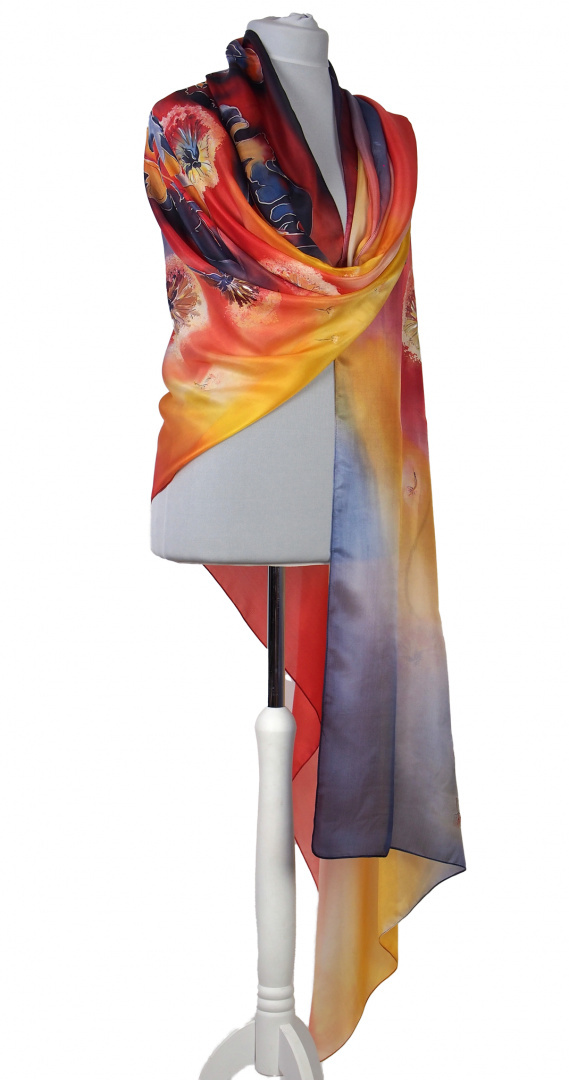 SZM-054 Hand-painted silk scarf, 250x90 cm (3)