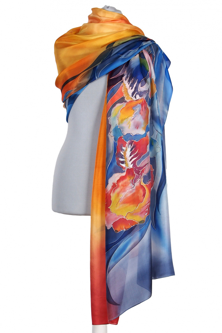 SZM-059 Hand-painted silk scarf, 250x90 cm (1)