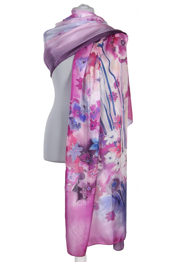 SZM-064 Hand-painted silk scarf, 250x90 cm (1)