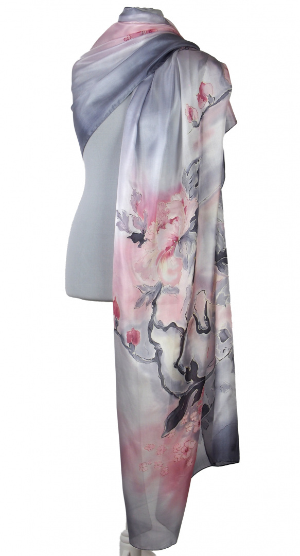 SZM-047 Hand-painted silk scarf, 250x90 cm (3)