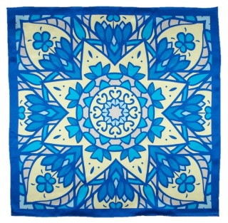 Seidenschal mit Mandala blau 68x68cm AD7-028