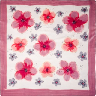AM5-540 Hand-painted silk scarf, 55x55 cm