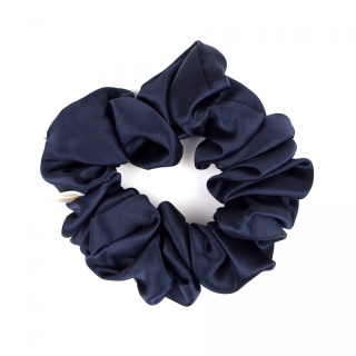 Jedwabna gumka do włosów scrunchie granatowa JGS-002