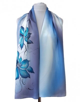 Szal jedwabny, ręcznie malowany 170x45 cm SZ-347